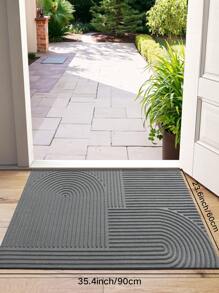 1pc Grey Striped Geometric Vintage Doormat, Modern Style All-Season Entrance Mat Made Of Polyester, Fade-Resistant, Low Profile, Non-Slip, Easy To Clean, Suitable For Patio, Indoor, Outdoor, Corridor, Garden Decor, Thick Entryway Decor Bathroom Kitchen Decor - Grey - View 13