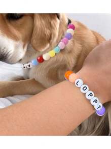 1pc Personalized Cat/Dog Name Letter Necklace, Custom Pet Name Pearl Necklace, Customized Pet Collar Necklace Jewelry For Dogs And Cats, Pet Gift, Macaron Colors