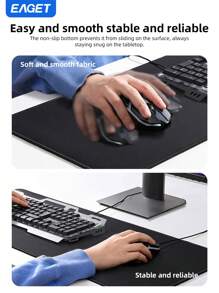 EAGET Large Gaming Mouse Pad 31.5 X 11.8 Inch Non-Slip Base With Stitched Edges Gaming Mouse Mat For Laptop,Compatible With Laser And Optical Mice - Black - Black - View 3