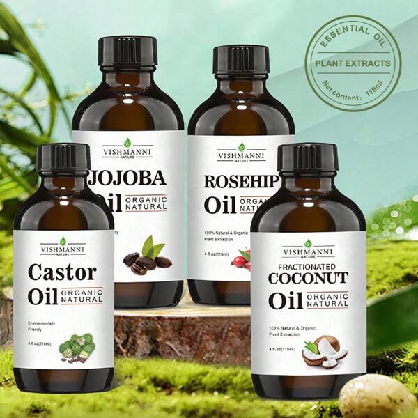 1 STÜCK rein pflanzliche Befeuchtung ätherisches Öl für Zuhause, Wohnzimmer, Schlafzimmer, Badezimmer, Auto Aromatherapie-Nachfüllung, goldenes Jojobaöl, fraktioniertes Kokosöl, Rizinusöl, Hagebuttenöl 118ml/4fl.Oz