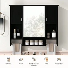 35'' X 28'' Modern Wall Mounted Bathroom Storage Cabinet, Bathroom Wall Cabinet With Mirror, Medicine Cabinet With Towels Bar