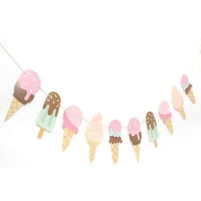 冰淇淋生日横幅 - 冰淇淋生日装饰、冰淇淋派对生日装饰、糖果生日横幅