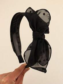 2/1 Pcs Polka Dot Bow Headband, Solid Color Elegant Fabric Headwrap Suitable For Daily Commute And Party