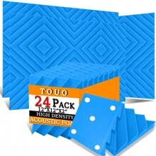 TOUO Acoustic Foam 6-48 Pcs Rhinestone Groove Foams Panels Offices Acoustic Treatment 30X30X5cm/12"X12"X2" | 30X30X2.5cm/12"X12"X1" High-Density Sound Absorbing Material - one-size - View 36