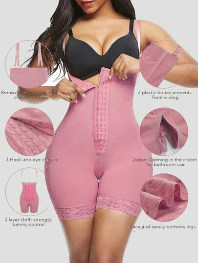 1 件女式纯色高腰裤，3 排纽扣，强力腰部塑形，胸部支撑，塑身内衣，适合日常穿着