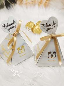 10 PIEZAS Caja de caramelos con triángulos de cristal de imitación con estampado en caliente, caja de regalo, caja de embalaje, para bodas, fiestas, aniversarios, cumpleaños, suministros para pequeños negocios, decoraciones de boda