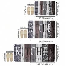 1pc Vintage Distressed Wood Grain Print Mat, Soft Non-Slip Absorbent Washable Kitchen Floor Mat, Rectangular Low-Pile Decorative Rug Suitable For Living Room, Bedroom, Kitchen, Laundry Room - Multicolor - View 4