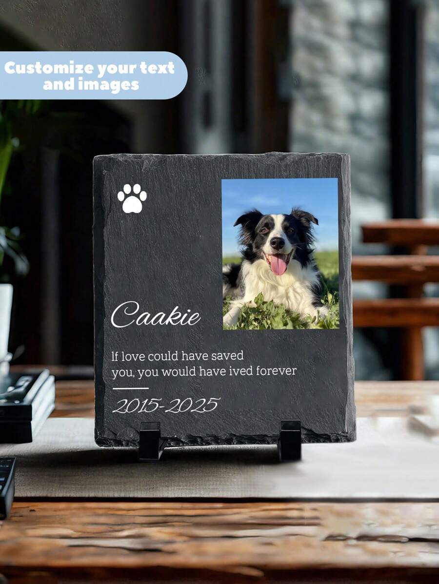 Custom Photo Your Paw Prints Are Forever On My Soul - Memorial Personalized Custom Round Shaped Stone With Stand - Sympathy Gift For Pet Owners, Pet Lovers