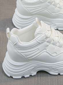 Women's Platform Casual Sneakers, Comfortable Breathable White Shoes, Women's Spring/Autumn Leisure Shoes, Fashionable & Versatile