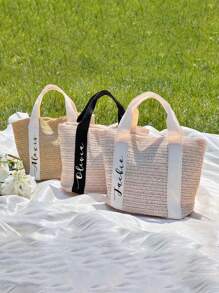 Bridesmaid Gift Bags, Customized Beach Grass Pockets, Personalized Grass Editing Bags, Rough Noodle Handbags, Bride Gift Bags, Single Girls, Wedding Gifts, Ladies Bags, Valentine's Day Gifts For Her Gift - Multicolor - View 2
