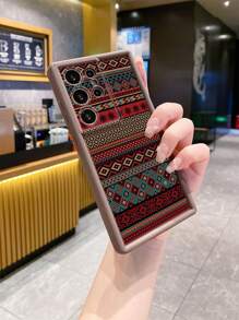 1pc Vintage Geometric Pattern Anti-Drop Phone Case Compatible With Iphone / Compatible With Galaxy / Compatible With Infinix / Compatible With Redmi / Compatible With OPPO / Compatible With VIVO / / Compatible With Realme / Compatible With MOTO / Compatible With Itel / Compatible With Tecno,International Version, Not The Domestic Version, - Brown - View 2