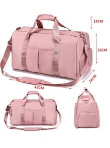 Bolso Mochila Maleta de Viaje Gym Grande Compartimento Zapatos co Aza - Rosa Pálido - Ver 5