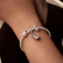 bamoer 1 PC 925 Sterling Silver Tree Of Life Heart Charm Bead Hollowed Church Dancing Pendant Fit Women DIY Bracelet Fine Jewelry