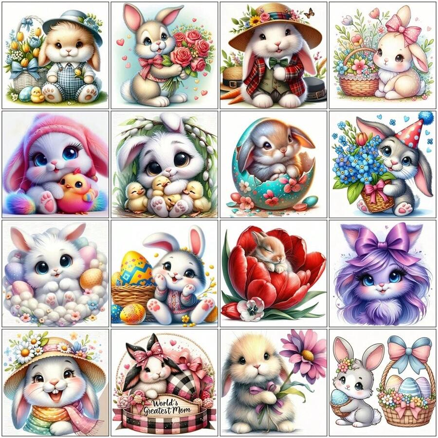 1pc DIY Diamond Painting Rabbit New Arrival 5D Full Round Drill Diamond Embroidery Animal Picture Of Rhinestones Mosaic Easter Gift Home Decoration