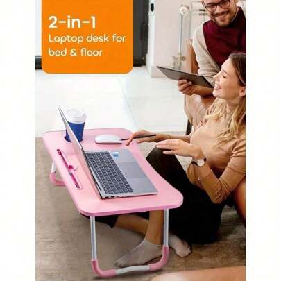 60 X 40 X 28cm Laptop Table Laptop Tray For Bed Sofa Breakfast Lap Tray Bed Desk Folding Coffee Tray Notebook Stand Pink