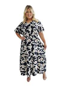 Vestido Longo Plusize Modinha / Evangélico Lastex Cinturado