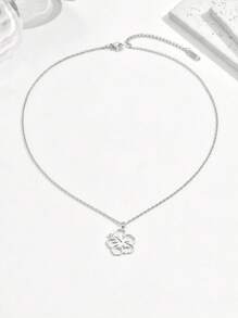 1 pieza Collar de flor hueca de estilo francés minimalista para mujeres, joyería de acero inoxidable para uso diario, San Valentín