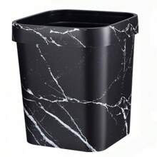 方形仿木纹垃圾桶带按压环，适用于浴室、酒店、餐厅、客房