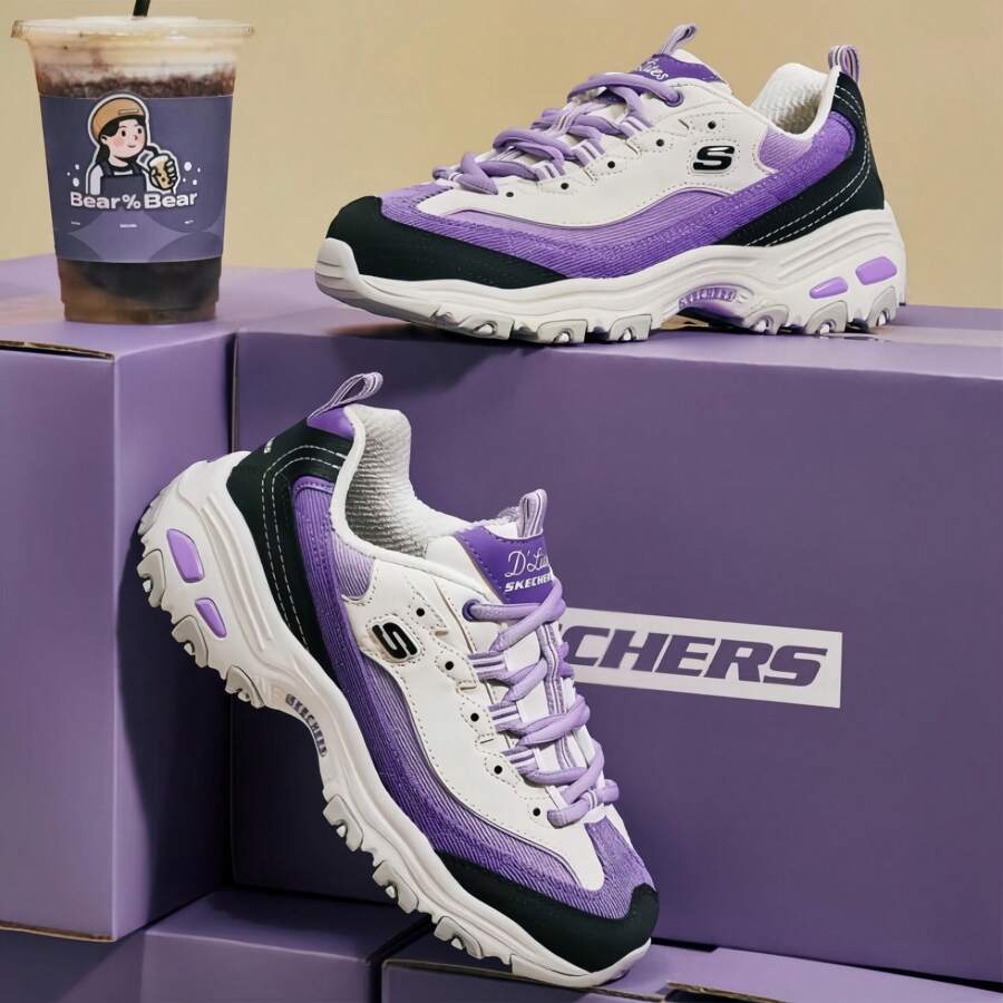 Zapatillas retro D'LITES, zapatos casuales con suela gruesa y acolchada en verde y rosa