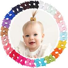 40PCS 1.4" Cute Mini Fashion Bow Snap Clip, Grosgrain Ribbon Bow Small Hair Clip For Baby Girls