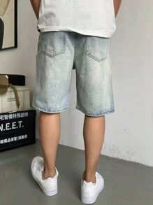 Men's Retro Washed Distressed Denim Shorts Jorts