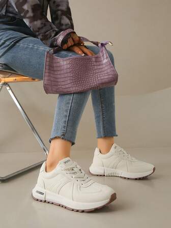 Women's Round Toe Lace-Up Casual Comfortable Versatile Outdoor Running Sports Shoes