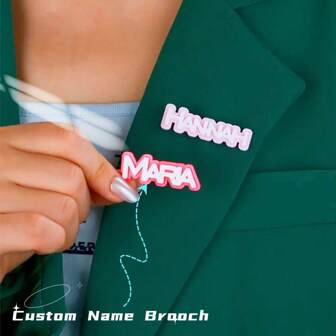 1pc Acrylic Initial Personalized Name Badge Pin, Fashion Decoration Brooch Suit/Jacket Gift For Men And Women, All Season