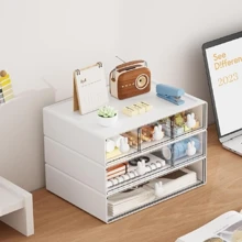 Desk Organizer With 6 Drawers, 3 Tier Stackable Storage Drawers Plastic Makeup Storage, Office Organizers And Storage, Desk Storage Box For Office, School, Home