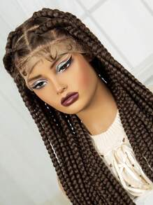 Full Lace Braided Wigs Knotless Box Braided Lace Wigs For Women With Baby Hair Synthetic Lace Front Colored Braiding Wigs