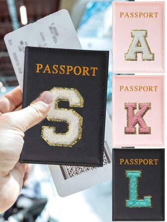 1 件护照套 PU 护照夹收纳袋情侣首字母 A 到 Z 保护钱包身份证件护照保护套信用卡夹旅行配件秋季家居装饰旅行收纳袋、化妆包、化妆包、度假收纳袋、大容量化妆品收纳袋化妆盒，适用于口红、刷子、护肤品、手机、硬币、小物品，适用于家庭、礼物、度假和节日万圣节圣诞节多功能用途，波西米亚风