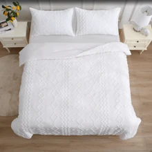 High-End French Cream Style - Korean Simple Tassel Cut Flower Wave Ripple Shape Cut Flower Checkered Bedding Quilt Cover Pillowcase Home Textile - Three-Dimensional Jacquard Herringbone Diamond Texture Sanding - Simple And Elegant Classic Two-Piece Set - Three-Piece Set - Light Luxury Four Seasons General - Wabi-Sabi Style - White Beige Dark Green - Bedroom Bedding - Embroidery Dark Pattern Relief - High-End Feel - Multi-Color And Multi-Size - Two-Piece Set (1 Quilt Cover + 1 Pillowcase) 160*220cm - Three-Piece Set (1 Quilt Cover + 2 Pillowcases) 200*200cm - Three-Piece Set (1 Quilt Cover + 2 Pillowcases) 265*230cm - Three-Piece Set (1 Quilt Cover + 2 Pillowcases) 220*240cm