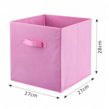 Set Of 6 Foldable Cube Storage Boxes Organiser Basket Containers Handles Home Office - Rosa - Ver 2