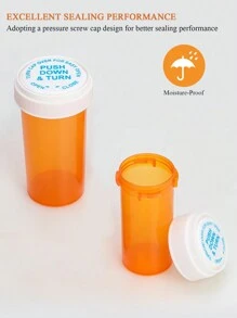 A Set Of 10PCS/5PCS/2PCS/1PC Multi-Purpose Drug Dispensing Bottles With Lids, Yellow, Sealed And Moisture-Proof, 50/30ml Capacity Circular Press Cap Capsule Bottles, Suitable For Storing Capsules, Tablets, Vitamins, And Candies, Suitable For Travel Packaging , Or Home Use