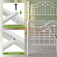 E-MOTIE Metal Twin/Full/Queen Bed Frame With Headboard And Footboard, Modern Platform Bed Frame Support Up To 1000LBS, Under Bed Storage, No Box Spring Needed, Easy Assembly, Black/White - White - View 6