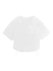 Women's Casual Basic Simple Letter Print Round Neck Short Sleeve T-Shirt White Summer - White - View 3
