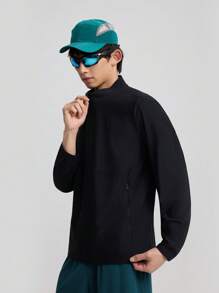 TECTOP Chaqueta para hombre de primavera/verano con protección solar UPF100+, transpirable y de secado rápido, con bolsillo con cremallera para actividades al aire libre - Negro - Ver 5