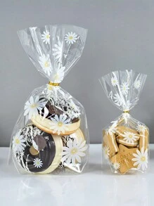 50/100 件雏菊花糖果袋 - 透明饼干烘焙包装袋 - 适用于婚礼、生日和派对 - 礼品包装和派对礼品的理想选择