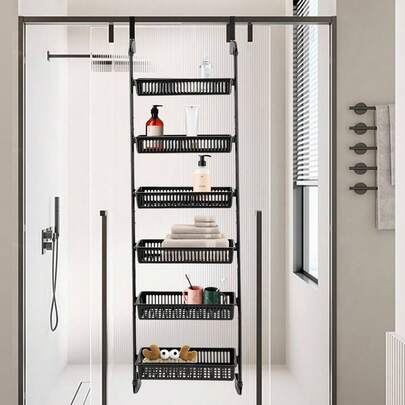 InSyoForeverEC Gewürzregal Wand, 6 Etagen Küchenschranktür Hängende Halterung, Gewürzregal Wand Metall Ohne Bohren, Schwarz Gewürzregal Hängend, Wandregal Gewürzregal, Spice Organizer mit Großer Kapazität