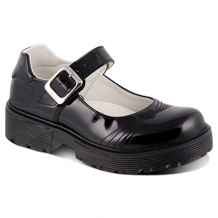 Dominiq Girls School Shoe Model 2769 - Black and White - View 1