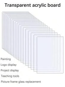 5pcs Transparent Acrylic Sheets, Suitable For Replacing Picture Frame Glass, Displaying Items, Painting, DIY Crafts, Wedding & Birthday Party Place Cards Decoration, DIY Painting Palette, Blessing Message Board, Home Decor And More. - Multicolor - View 2