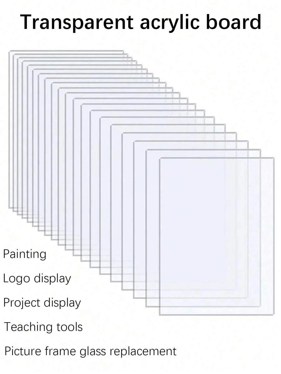 5pcs Transparent Acrylic Sheets, Suitable For Replacing Picture Frame Glass, Displaying Items, Painting, DIY Crafts, Wedding & Birthday Party Place Cards Decoration, DIY Painting Palette, Blessing Message Board, Home Decor And More.
