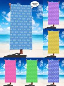 1pc Customized Beach Towel With Personalized Text, Personalized Beach Towel, Customized Beach Towel, Customized Bath Towel, Personalized Towel, Text Customized Beach Towel, Customized Name Towel,Women Valentine Gift Birthday Boyfriend Girlfriend - Multicolor - View 2