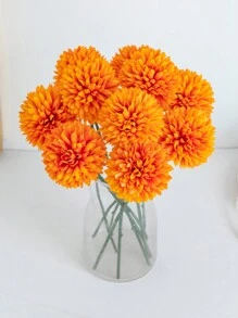 1/5/12个装人造菊花球，刺绣花球，婚礼装饰，家居花瓶装饰，餐厅/客厅/卧室插花，新娘捧花，腕花，胸花，生日派对装饰，情人节/新年礼物，秋季装饰 - 橘黃色 - 查看 2