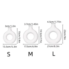 1 件甜甜圈形状的简易塑料花瓶，单个花盆，家居客厅装饰，餐桌装饰，圆形花瓶 - 白色 - 查看 3