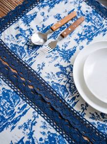 Porcelain Floral Edge Placemat, Heat Insulation Pads For Table, Dishware, Pot, Bowl, Home Dining Decor - Multicolor - View 2