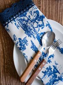 Porcelain Floral Edge Placemat, Heat Insulation Pads For Table, Dishware, Pot, Bowl, Home Dining Decor - Multicolor - View 5