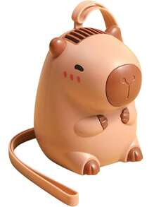 Mini Ventilador Fan USB Recargable Portatil Capibara Colgante al Cuello - Caqui - Ver 6