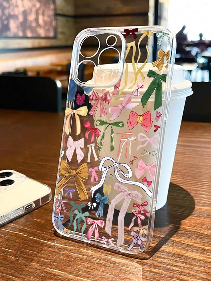 BowKnot 1pc Soft TPU Case With Bow Design And Perforated Edge