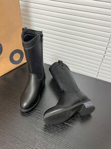 Stivali da cowboy occidentali minimalisti per bambine, nuovi stivali alla moda unisex vintage al polpaccio, stivali da equitazione versatili
