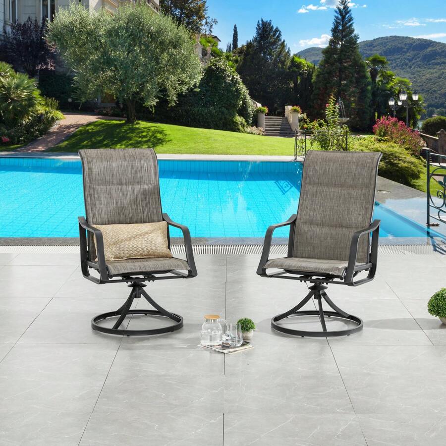 Patio Festival Outdoor Metal Swivel Dining Chair (2-Pack)